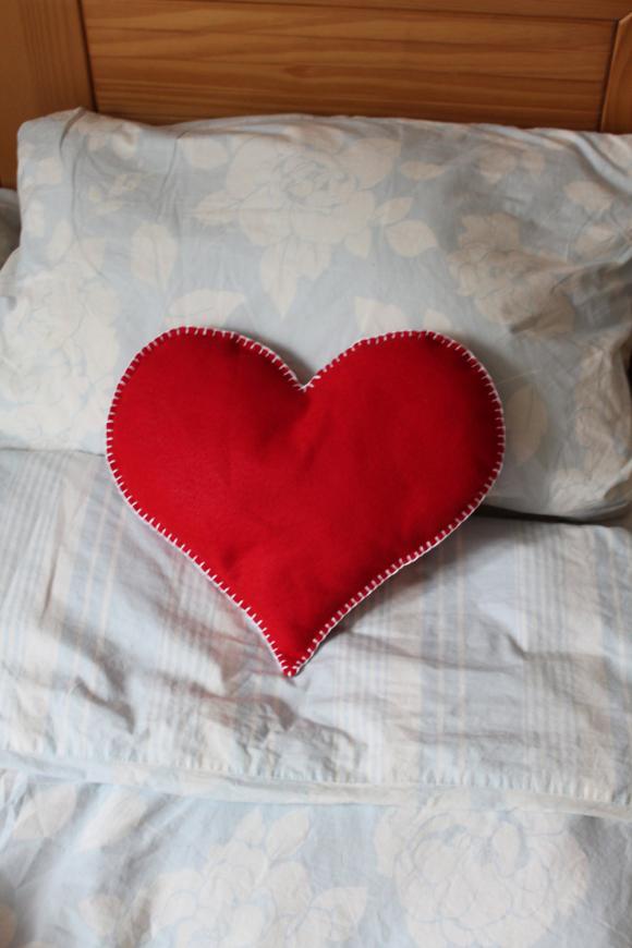 Heart Cushion Red Love Handmade Wedding Felt